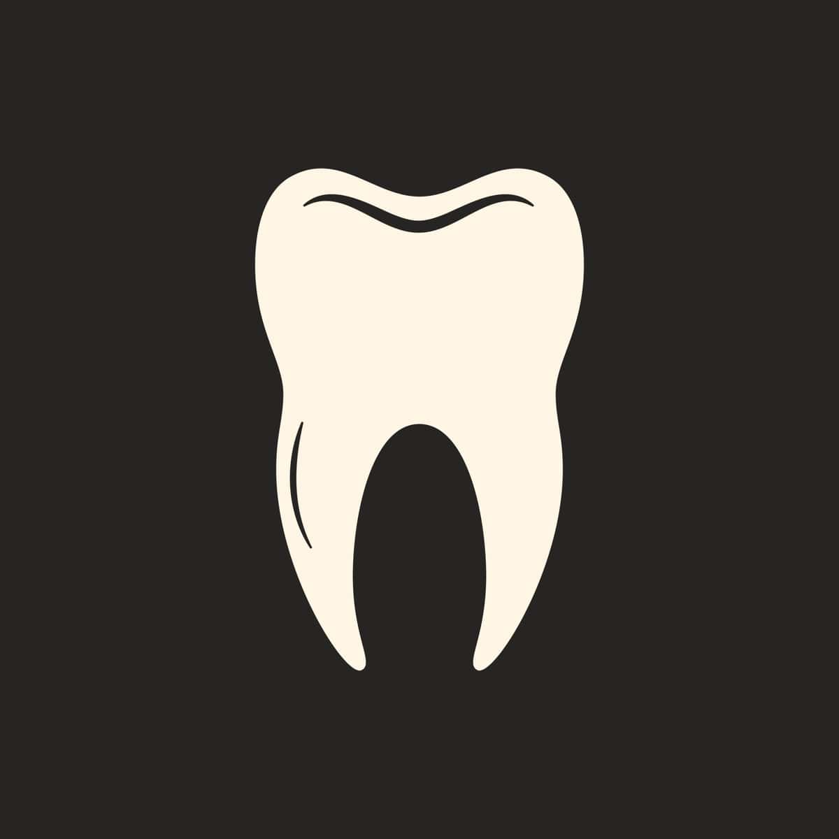 Tish logotipi belgisi oq molar qora fon | Tooth logo icon white molar black background 1
