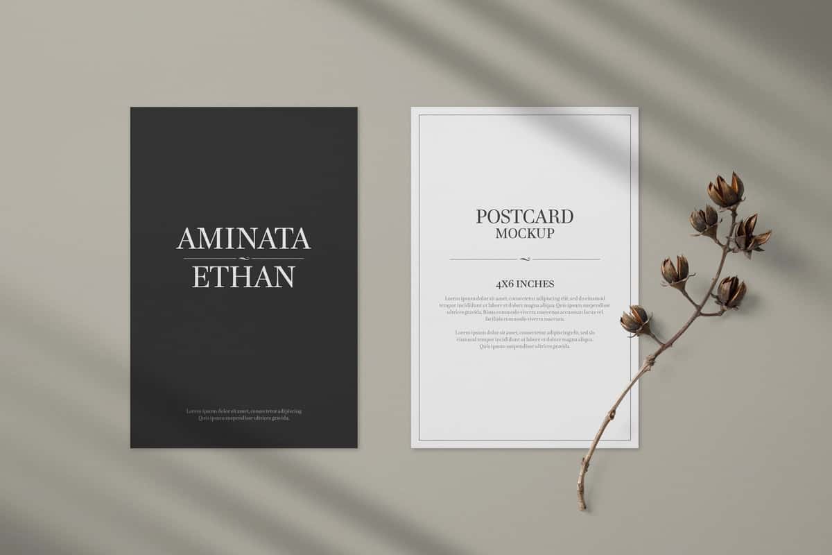 Pochta kartasi taklifnomasi maketi shabloni | Postcard invitation card mockup template 1