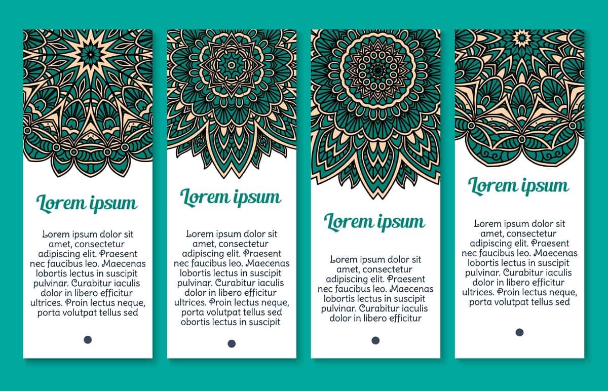 Mandala ornament paisley vektor bannerlar to'plami | Mandala ornament paisley vector banners set 1