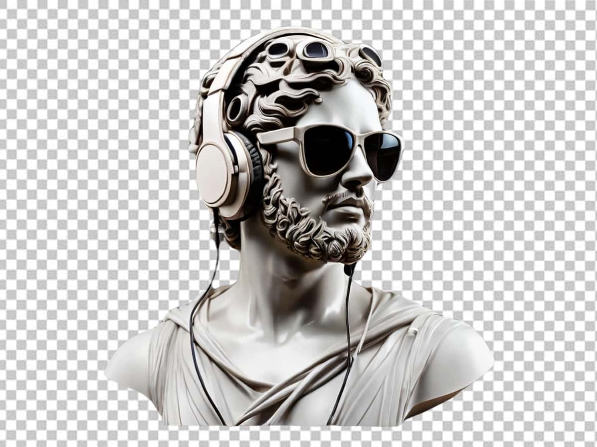 Eshitish vositasi taqqan Psd qadimgi yunon haykali | Psd ancient greek sculpture wearing headphone 1