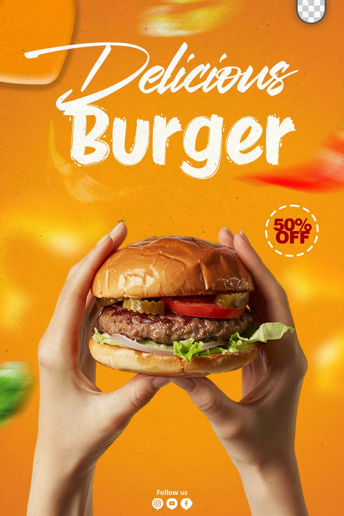 Burger tushlik taomlari ijtimoiy media post banner flayer shabloni | Burger lunch food social media post banner flyer template 1