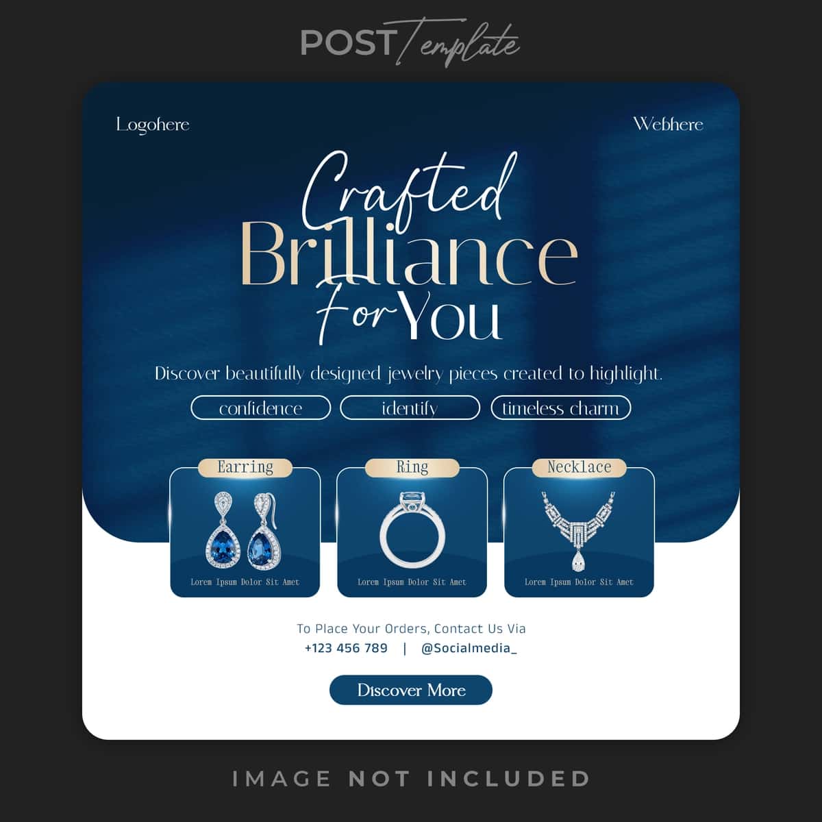 Elegant hashamatli taqinchoqlar ijtimoiy media post shablon premium brendi | Elegant luxury jewelry social media post template premium brand 1
