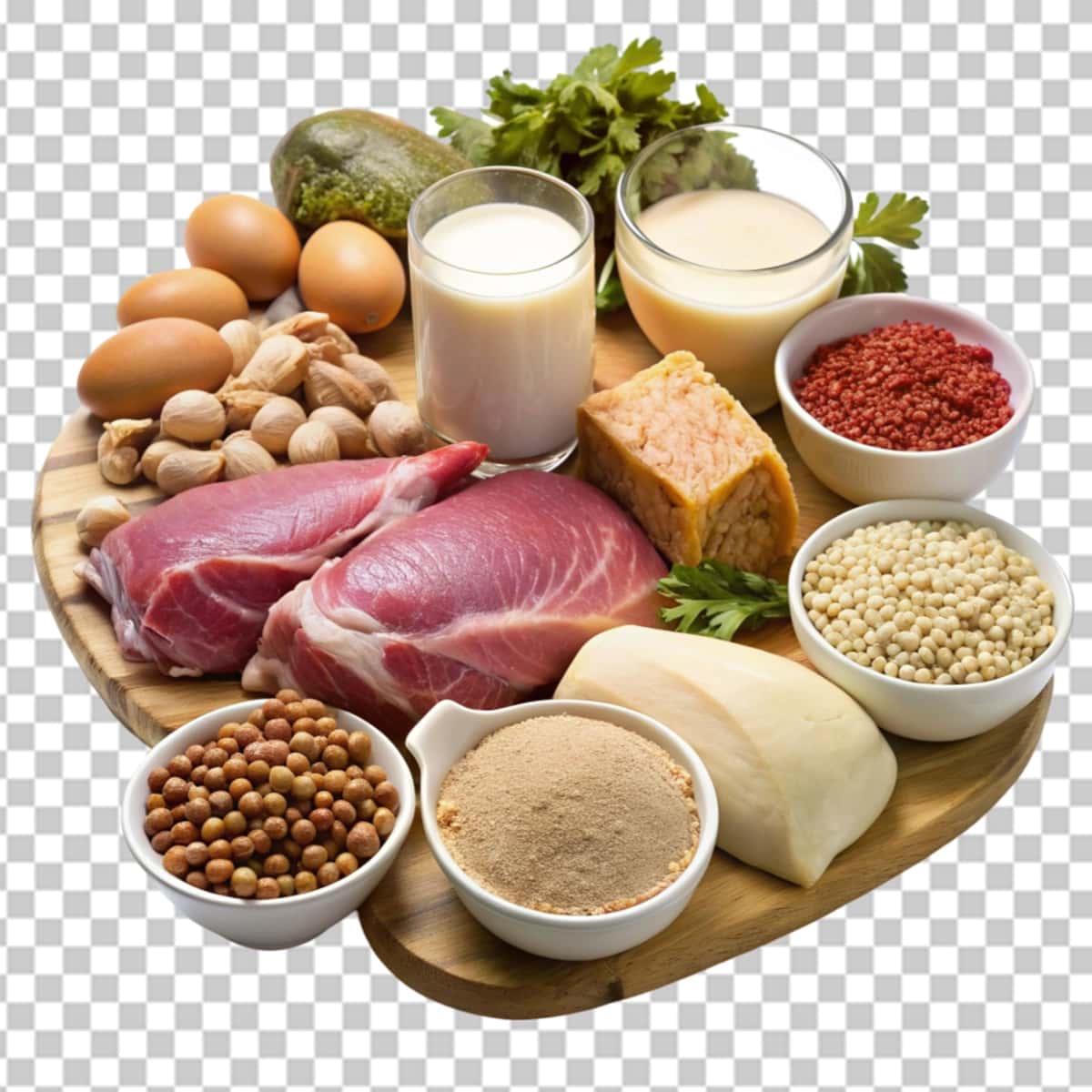 Turli xil turlari hayvon oqsili shaffof fon | Different types animal protein transparent background 1