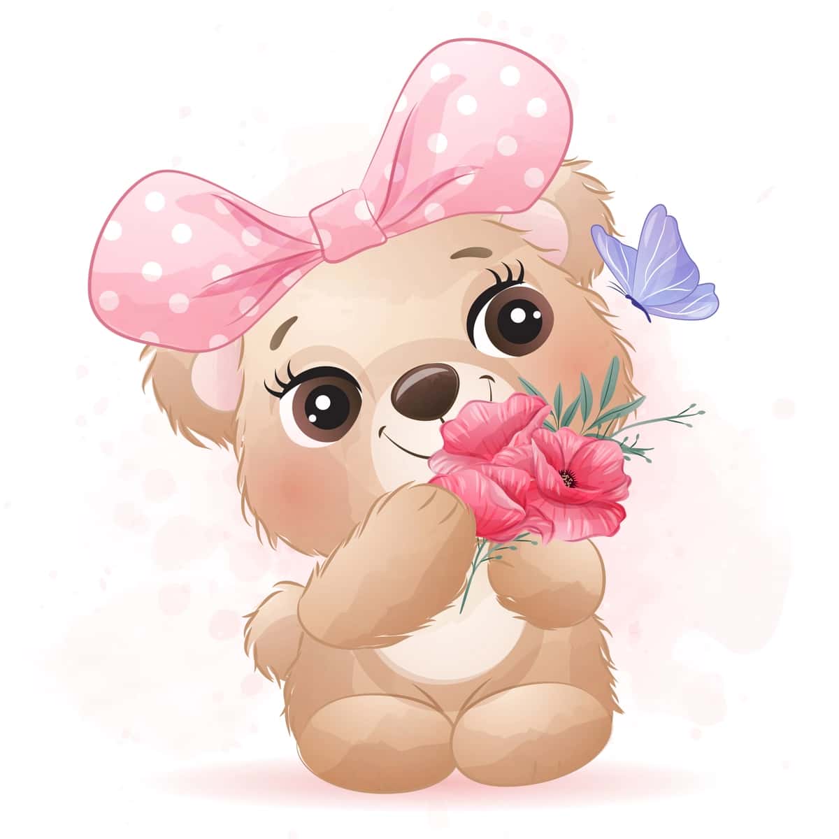 Akvarel effektli yoqimli kichkina ayiq | Cute little bear with watercolor effect 1