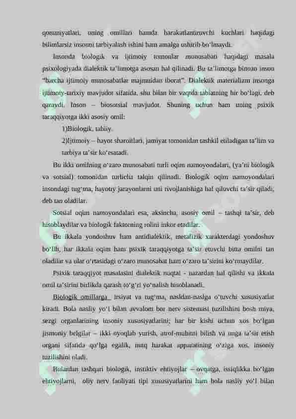 PSIXIK RIVOJLANISH VA UNI DAVRLASHTIRISH MUAMMOSI 2