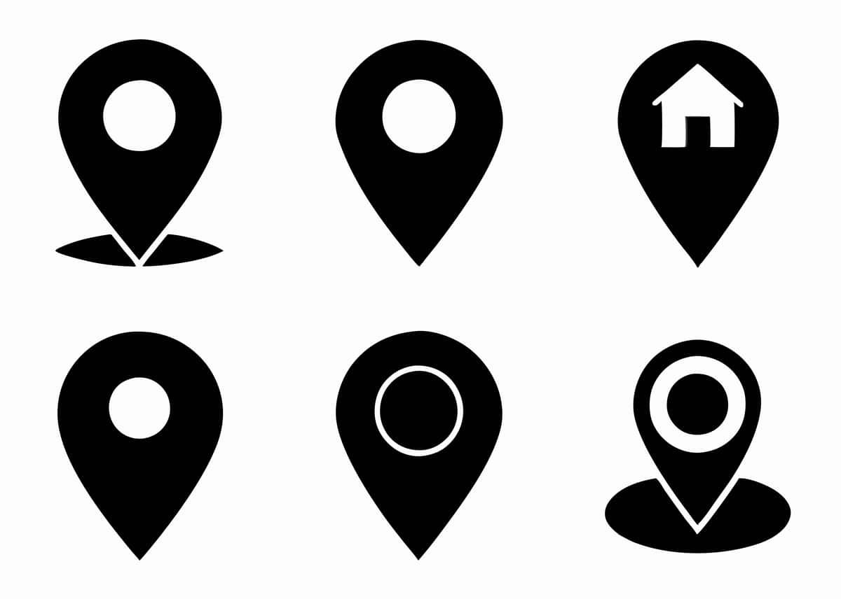 Joylashuv piktogramma to'plami oq fon | Location icons collection white background 1