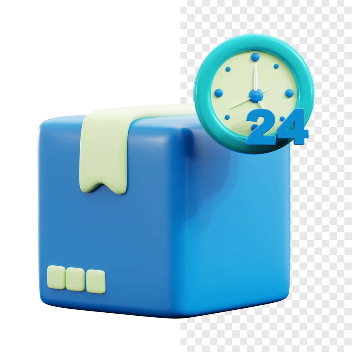 24 soat yetkazib berish 3D piktogramma tasviri | 24 hours delivery 3d icon illustration 1
