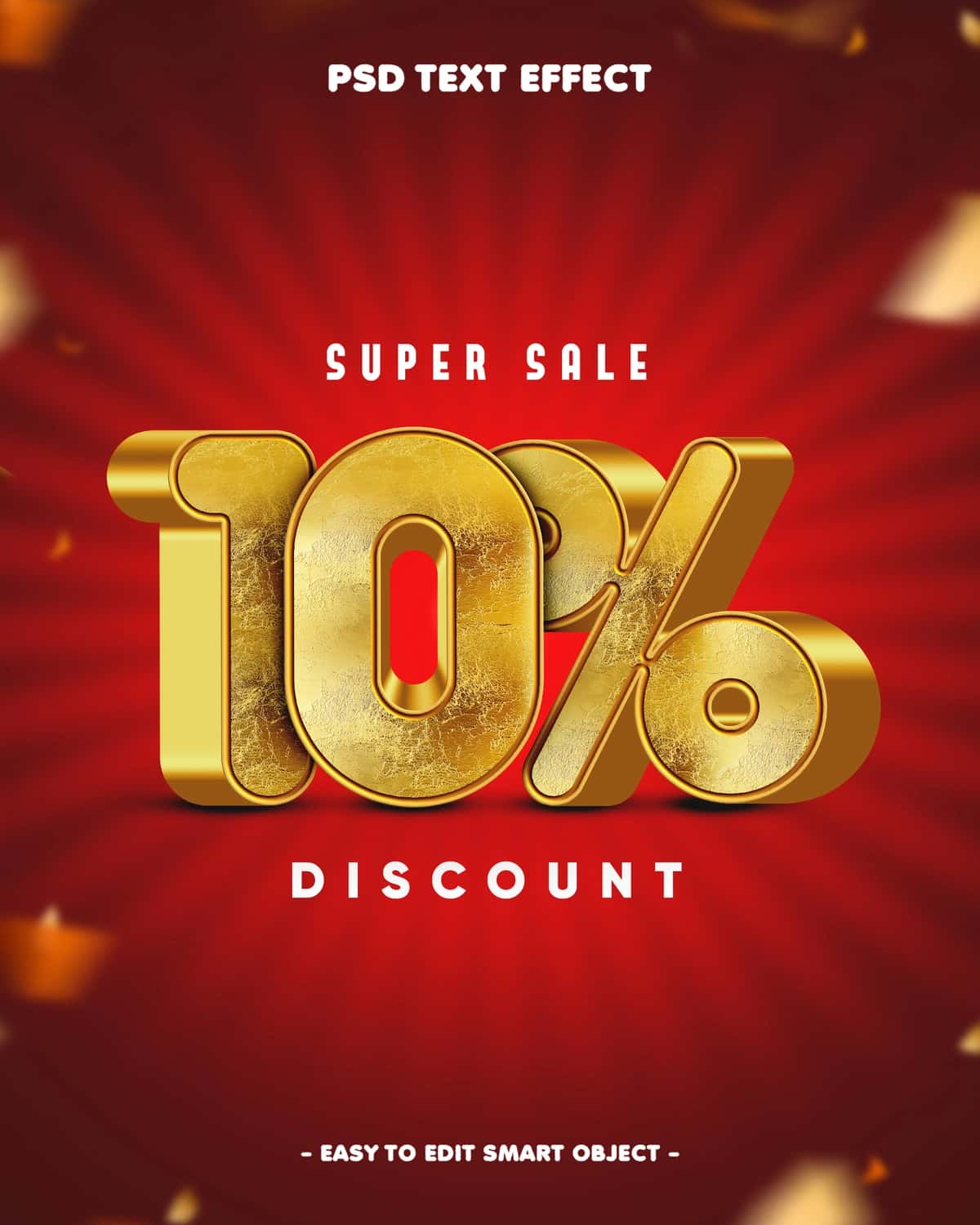 10 foiz chegirmali tahrirlanadigan matn effekti | 10 percent discount editable text effect 1