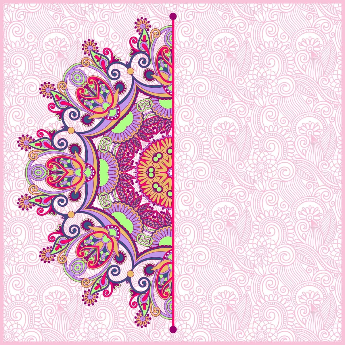 Gulli fonga ega bezakli doira shabloni | Ornamental circle template with floral background 1