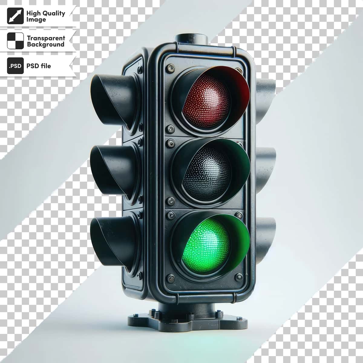 Tahrirlanadigan niqob qatlami bilan Psd svetoforning shaffof foni | Psd traffic light transparent background with editable mask layer 1