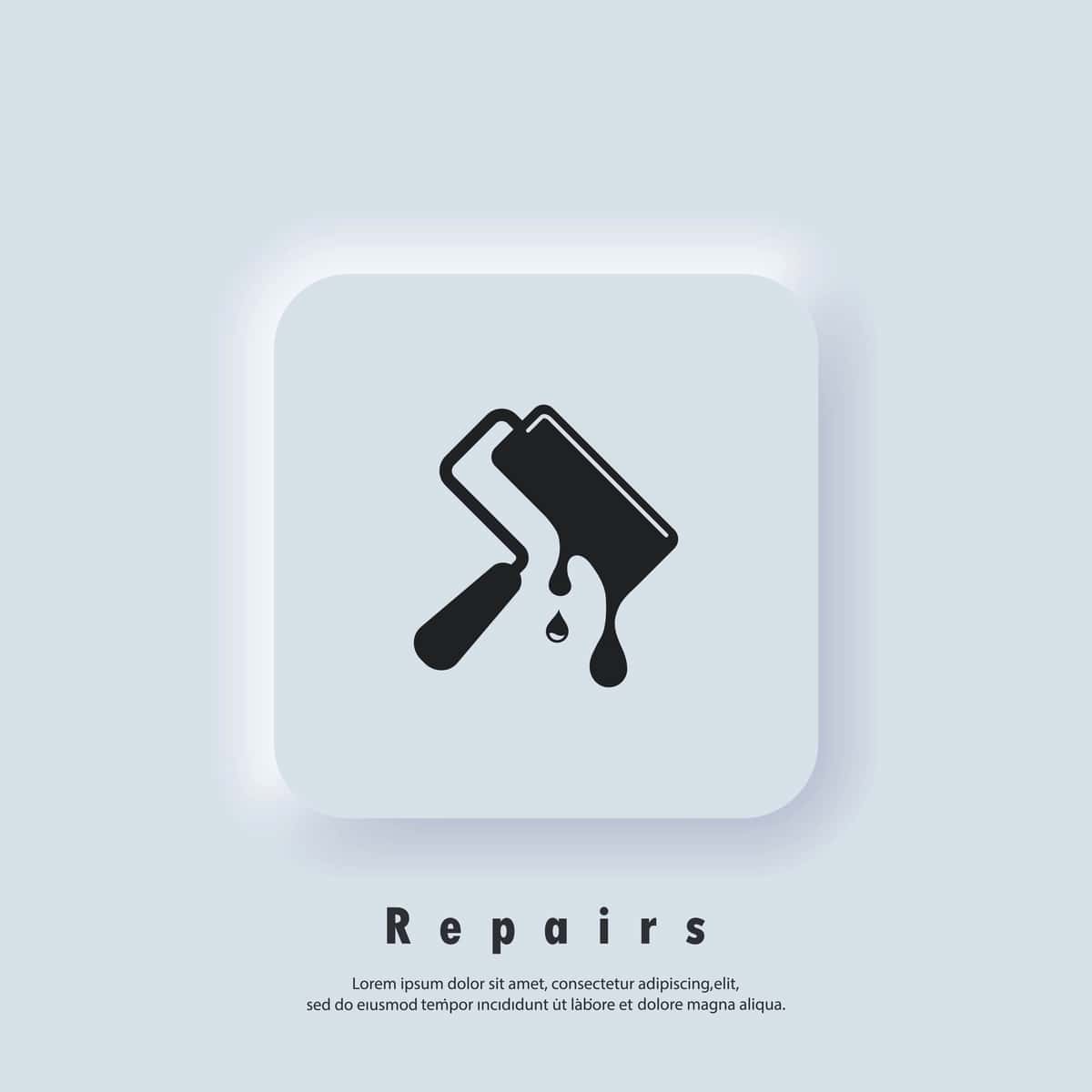 Damlamali logotip bo'yoq tsilindrni piktogramma bo'yoq piktogrammalarini ta'mirlaydi | Repairs logo paint roller with drops repairs icon paint roller icons 1