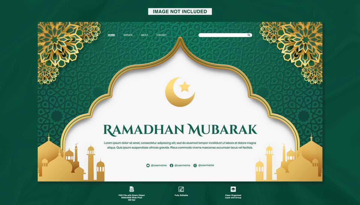 Islomiy mandala bilan Ramazon oyi muborak ochilish sahifasi banneri shabloni | Ramadan mubarak landing page banner template with islamic mandala 1