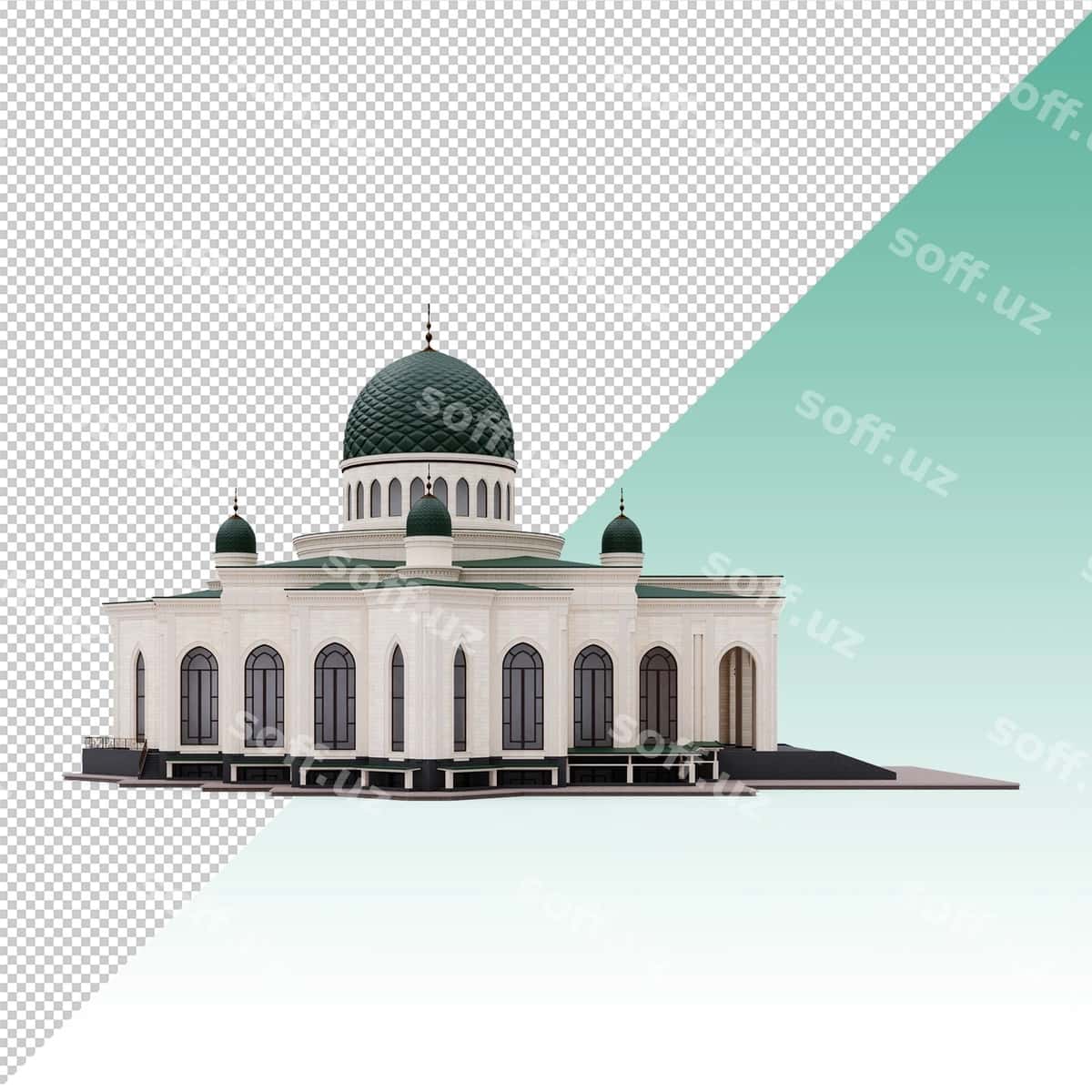 3D masjid binosi izolyatsiya qilingan | 3d mosque building isolated 1