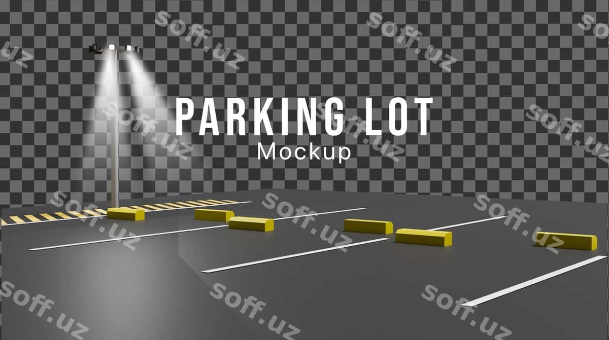3D parking lot model kecha | 3d parking lot mockup night 1