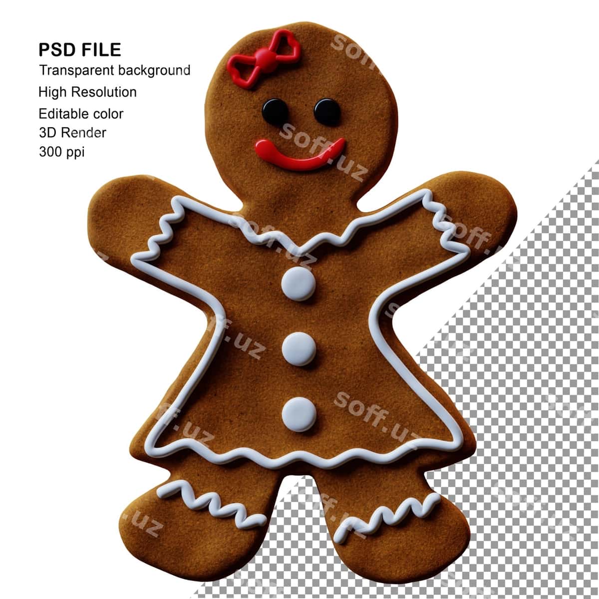 3D render an'iy shirin qurdiu qiz | 3d render traditional gingerbread girl 1