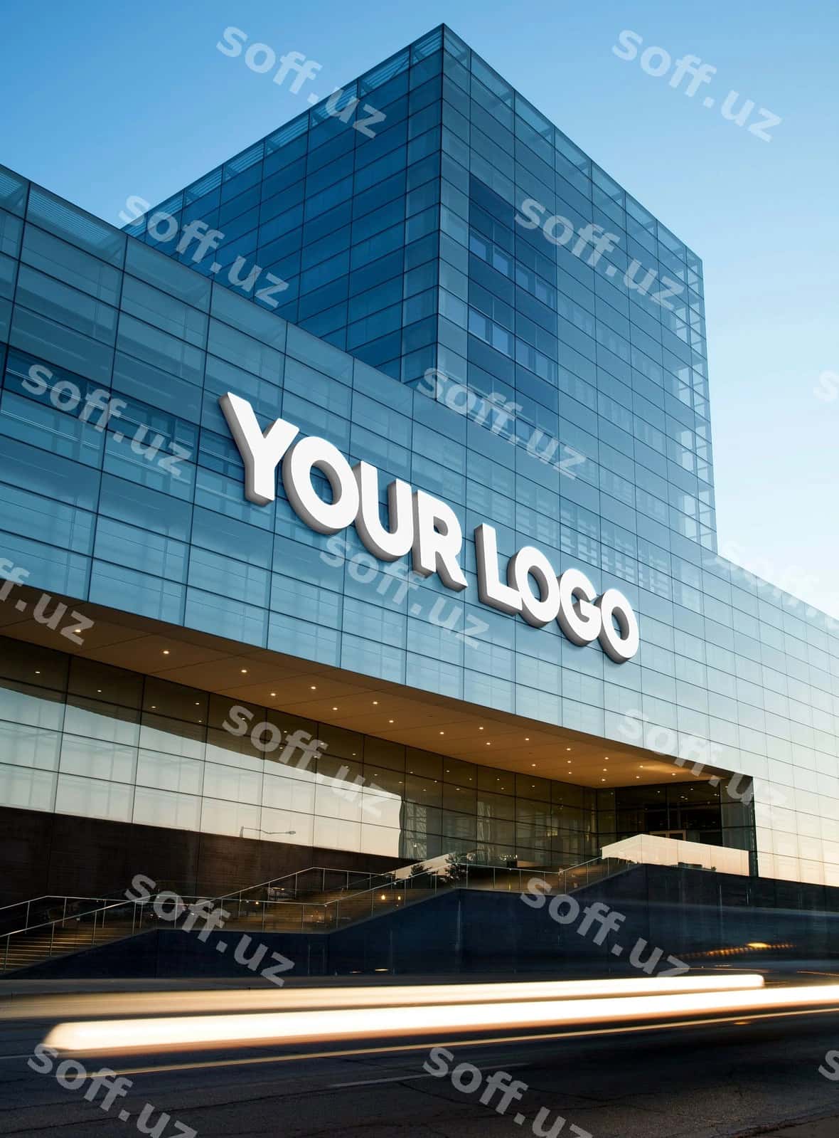 3 o'lchovli bino shaxtalari logo namunasi | 3d signage building logo mockup 1