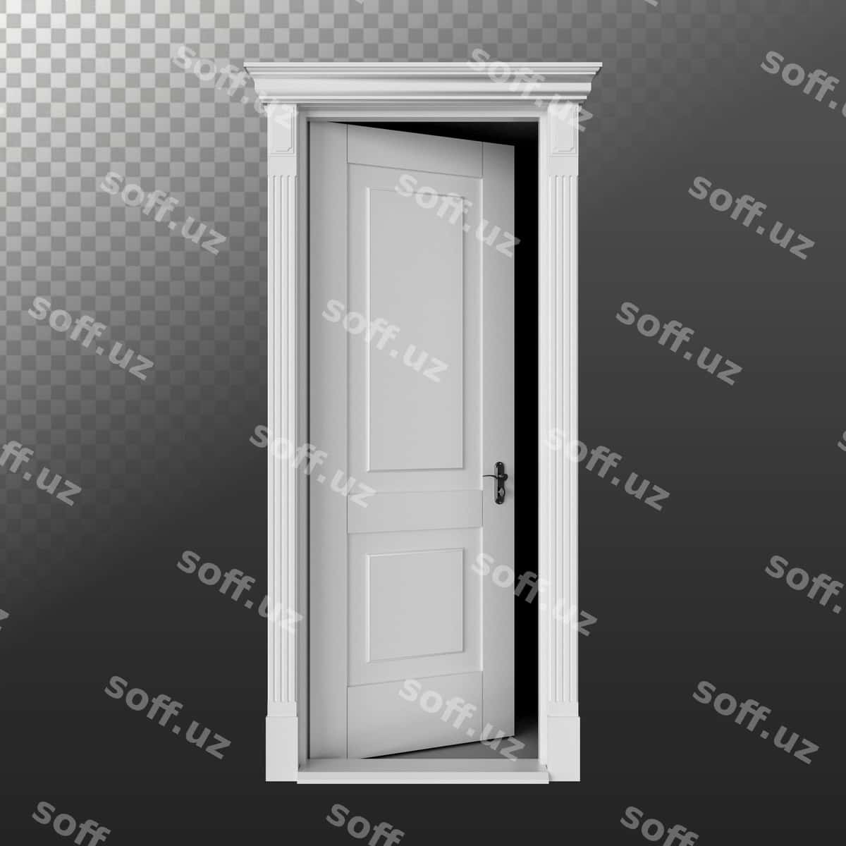 3D shaffof ochiladigan oq eshik | 3d transparent opening white door 1