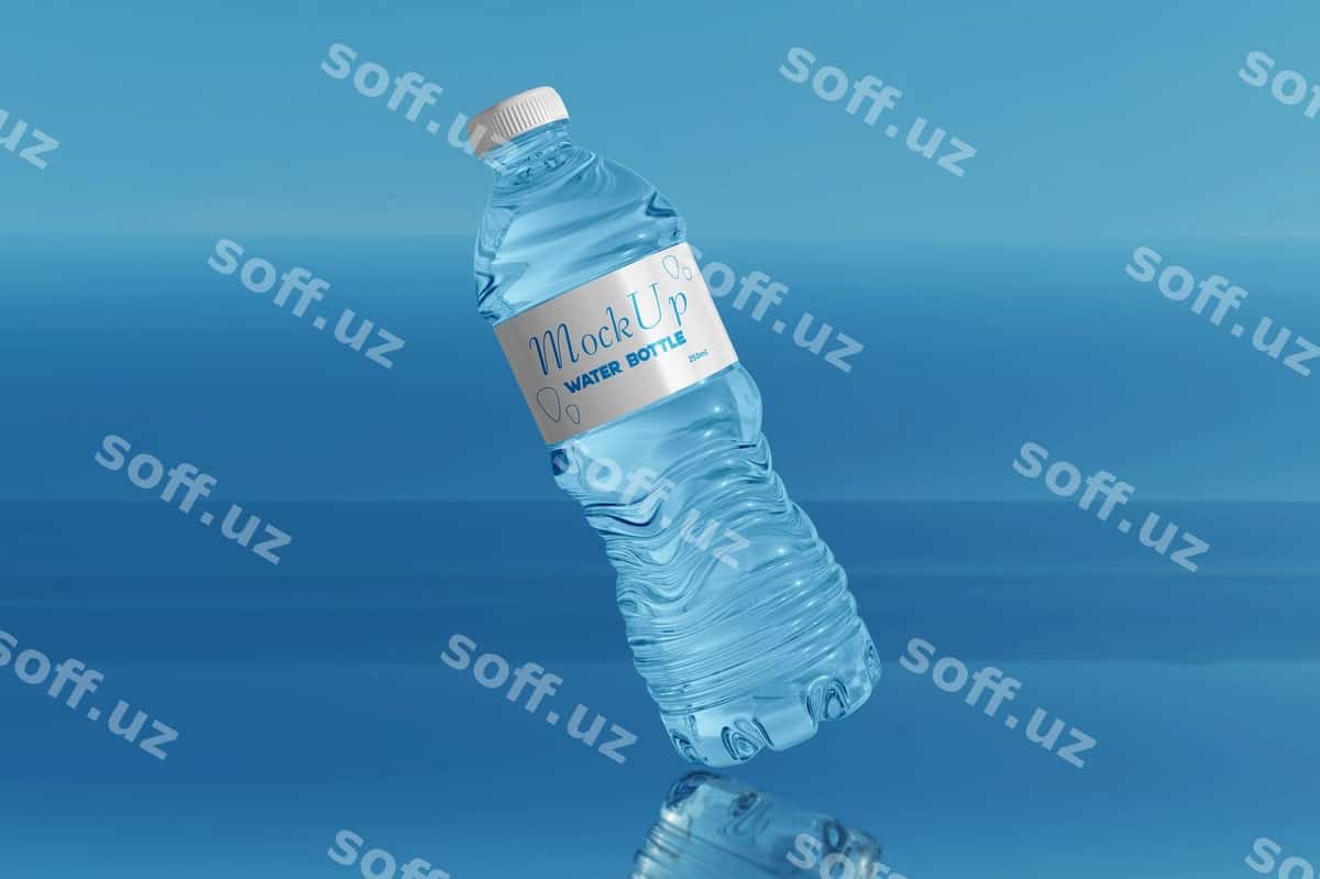 3D shaffof suv botuliği namunasi | 3d transparent water bottle mockup 1