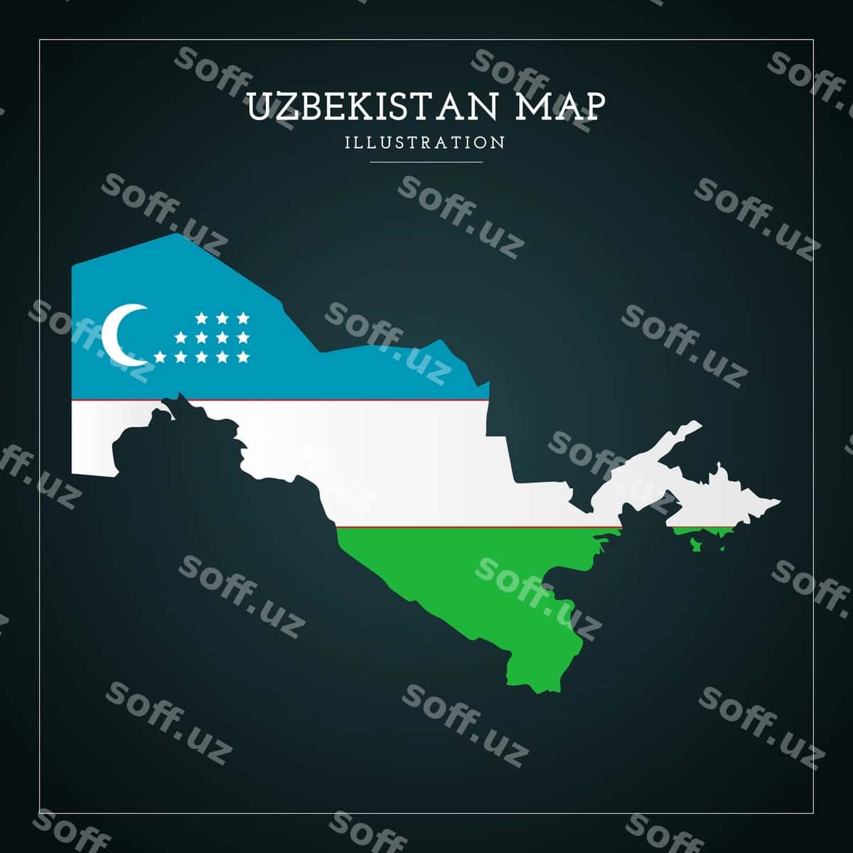 O'zbekistonning 3D xaritasi vektor illyustratsiyasi | 3d uzbekistan map vector illustration 1
