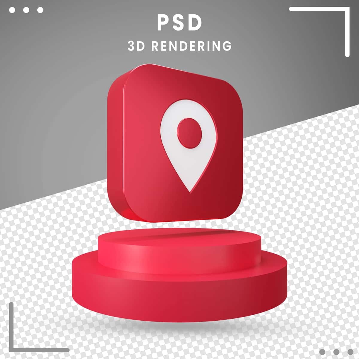 3D aylantirilgan belgisi qizil joy ajratilgan | 3d rotated icon red location isolated 1