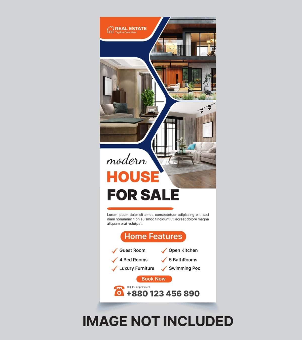 Ko'chmas mulk varaqasi banner dizayni | Real estate flyer roll up banner design 1