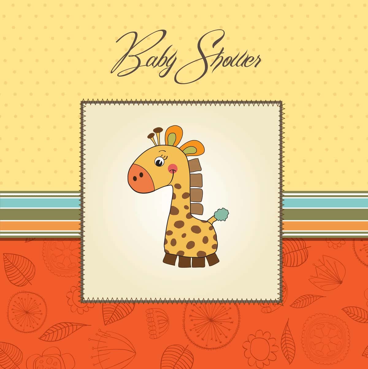 Jirafa tasvirlangan yangi tug'ilgan chaqaloqni e'lon qilish kartasi | New baby announcement card with giraffe 1