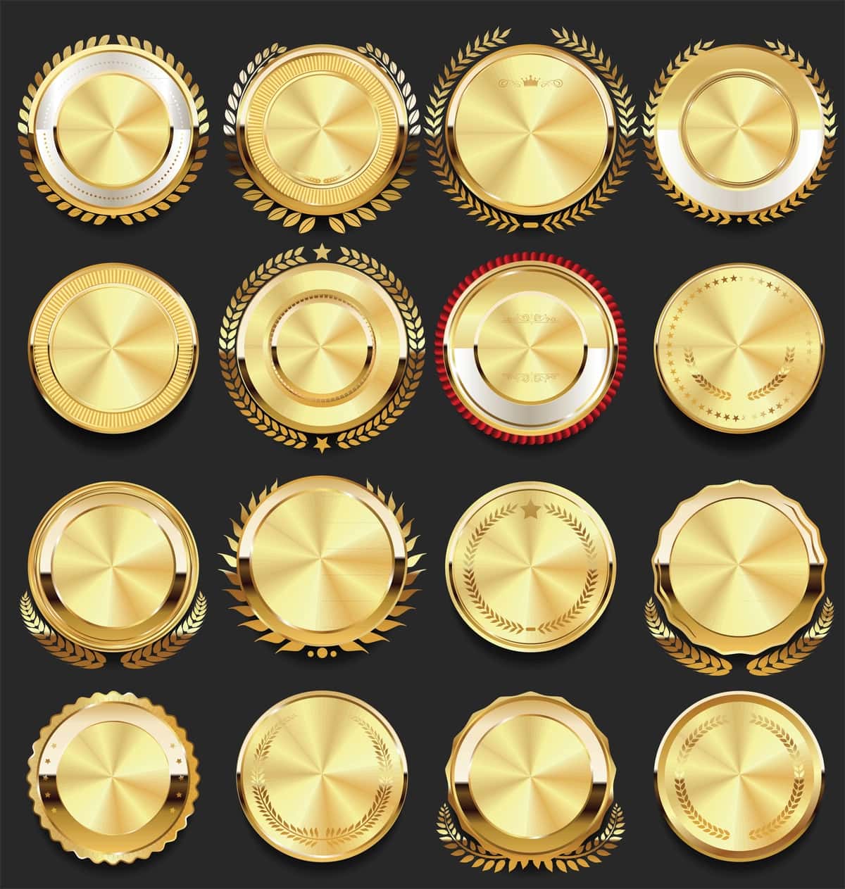 Retro vintage nishonlari oltin kolleksiyasi vektor tasviri | Retro vintage badges golden collection vector illustration 1