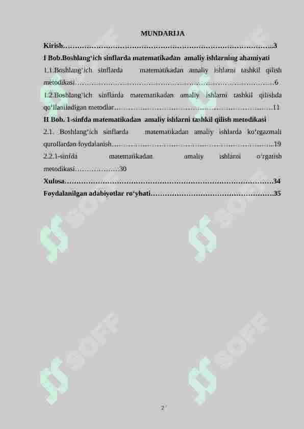 Boshlang‘ich sinflarda matematikadan amaliy ishlar va ularni tashkil qilish metodikasi.(1-sinf misolida) 2
