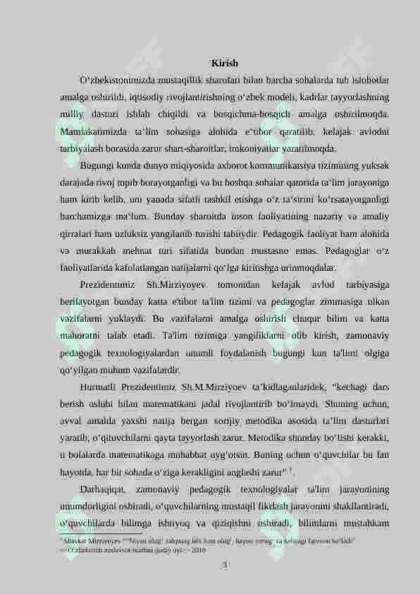 Boshlang’ich sinflarda matematikadan amaliy ishlar va ularni tashkil qilish metodikasi.(2-sinf misolida) 3
