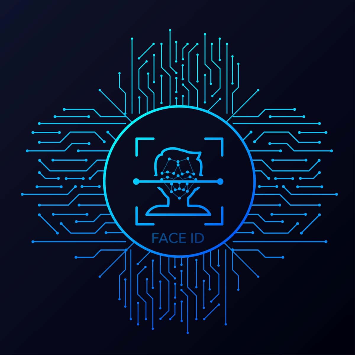 Yuzni tanib olish har qanday maqsadda himoya belgisi vektorining ajoyib dizayni | Face recognition great design any purposes protection icon vector 1