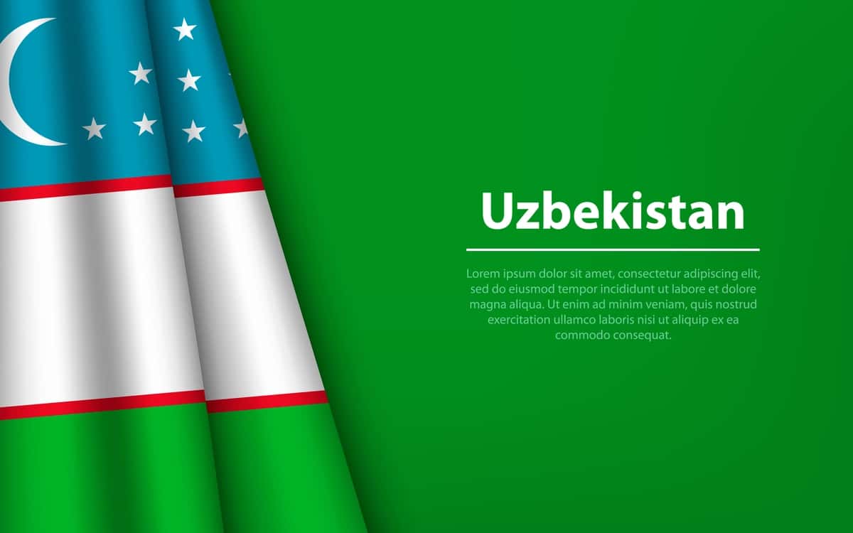 Copyspace fonida O'zbekiston bayrog'ini hilpiratib ko'ring | Wave flag uzbekistan with copyspace background 1