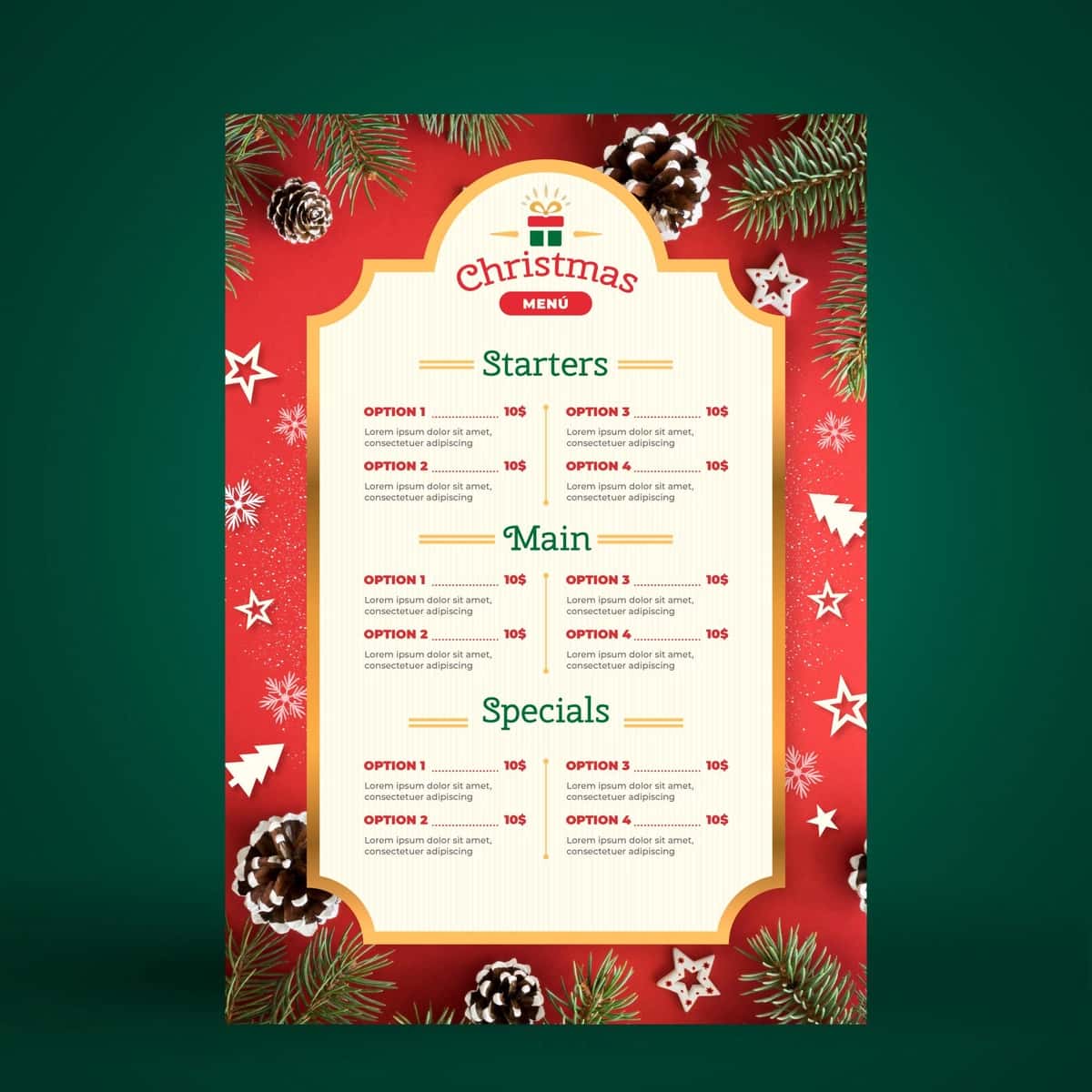 Rojdestvo menyusi shabloni | Christmas menu template 1