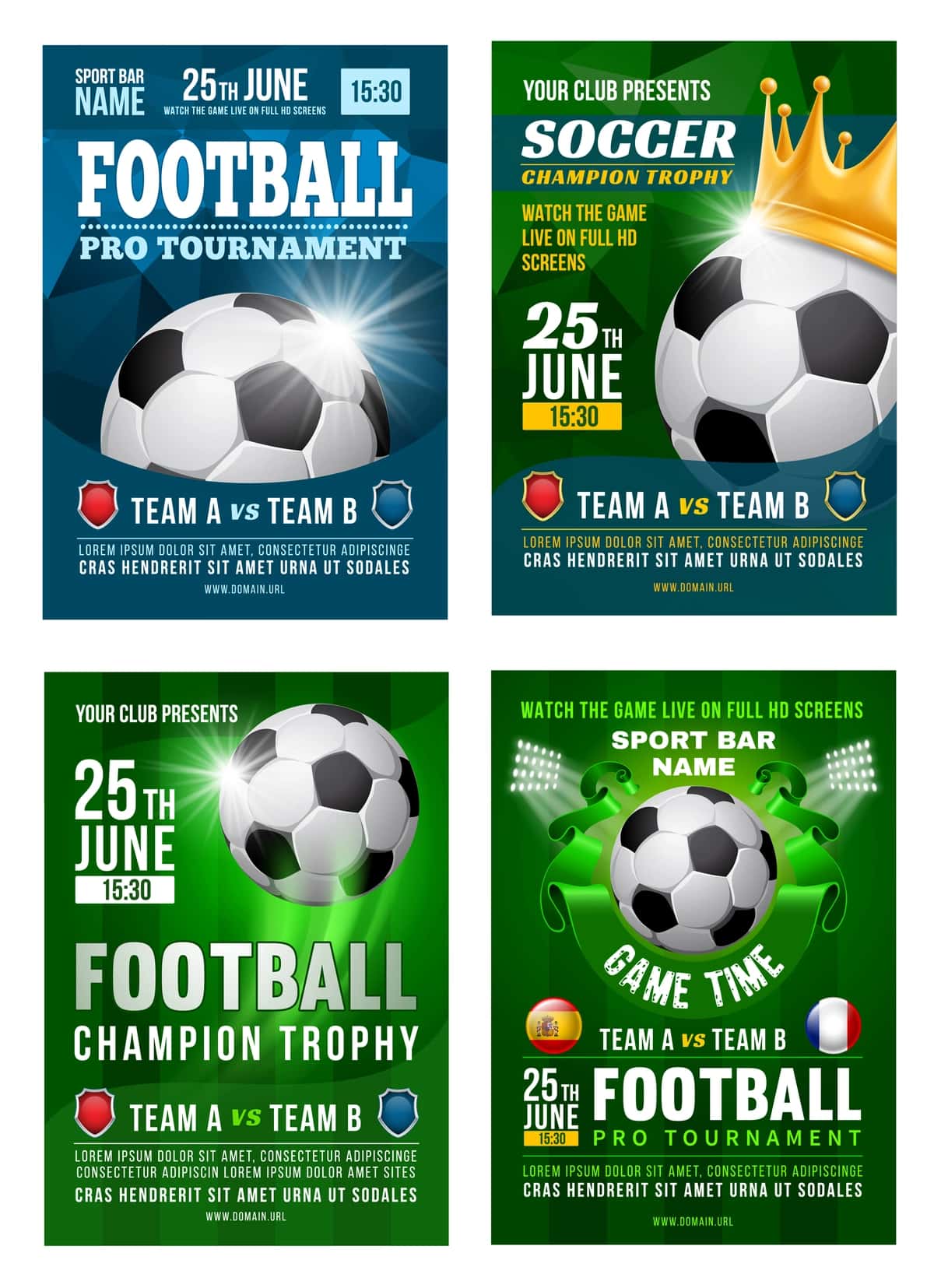 Futbol futbol turniri afishasi dizayn vektori | Football soccer tournament flyer poster design vector 1