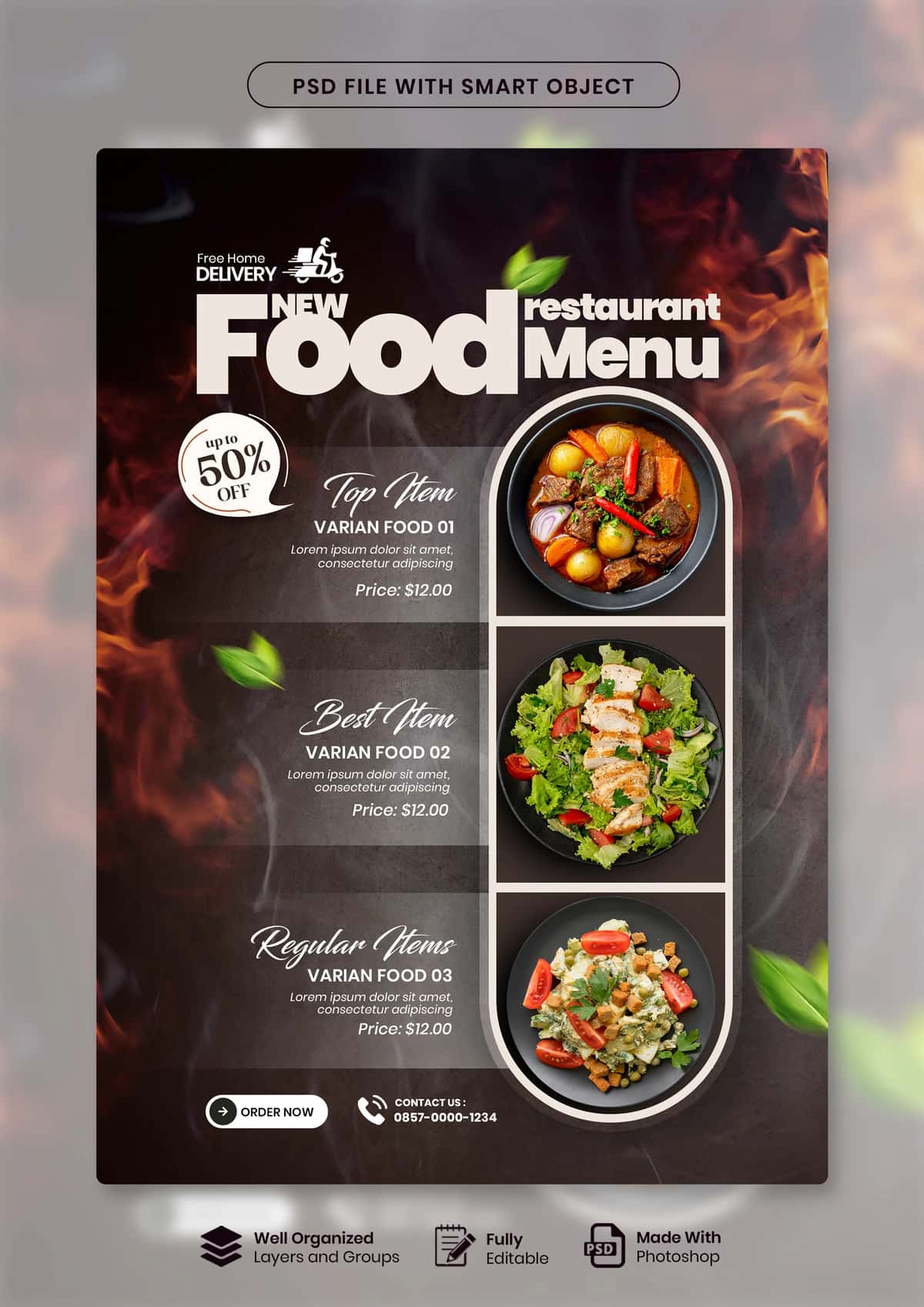 Restoranning maxsus taomlar menyusi plakati dizayni | Restaurant special food menu poster design 1