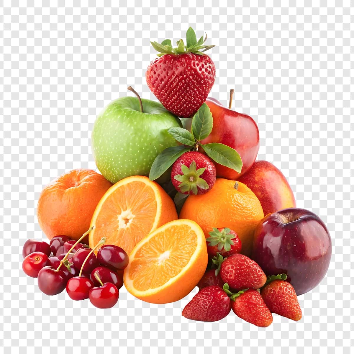 Assortiment yangi mevalar olma apelsin qulupnay gilos | Assortment fresh fruits apples oranges strawberries cherries 1