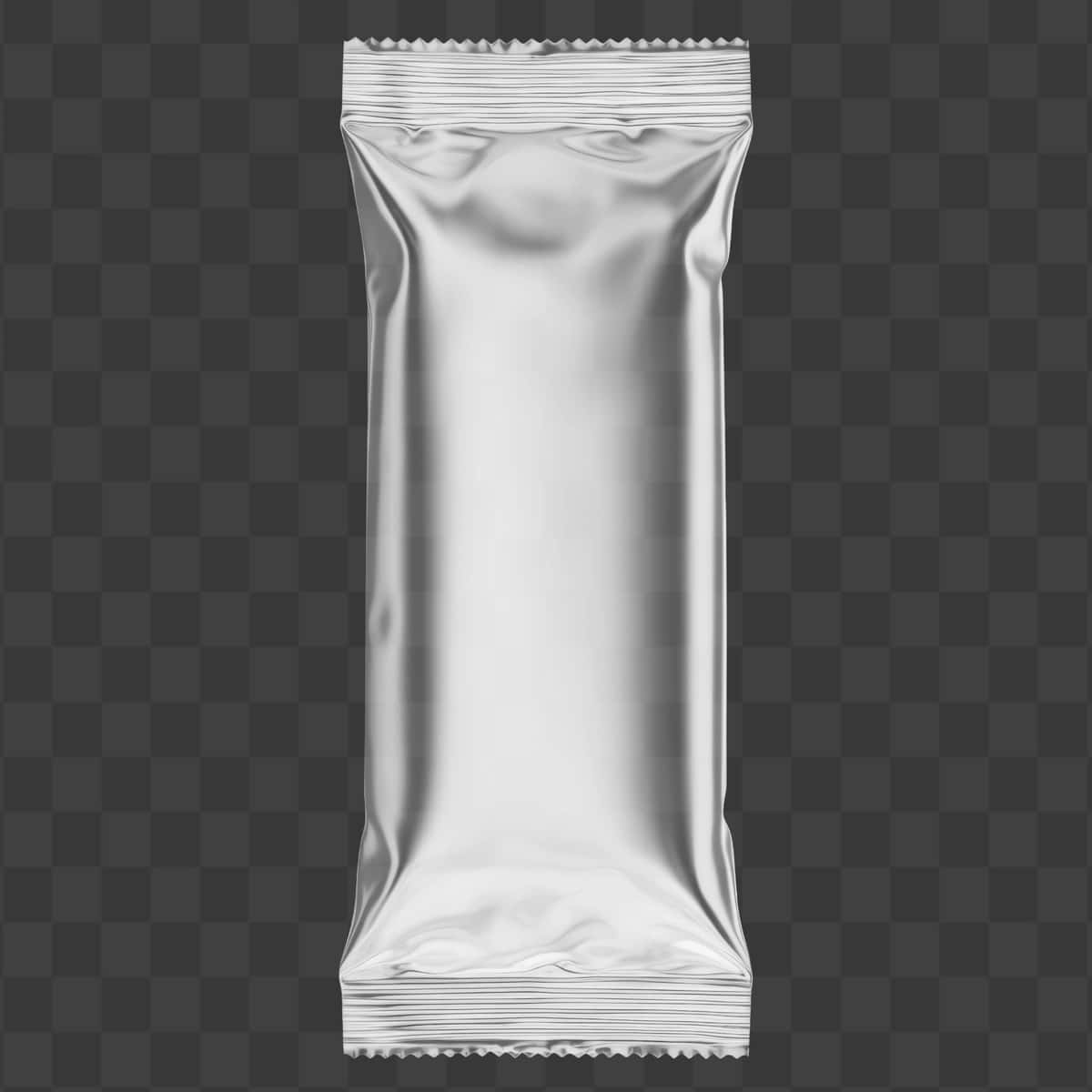 Bo'sh kumush metall folga qadoqlash sumkasi gazak mahsuloti izolyatsiyalangan | Blank silver metallic foil packaging pouch snack product isolated 1
