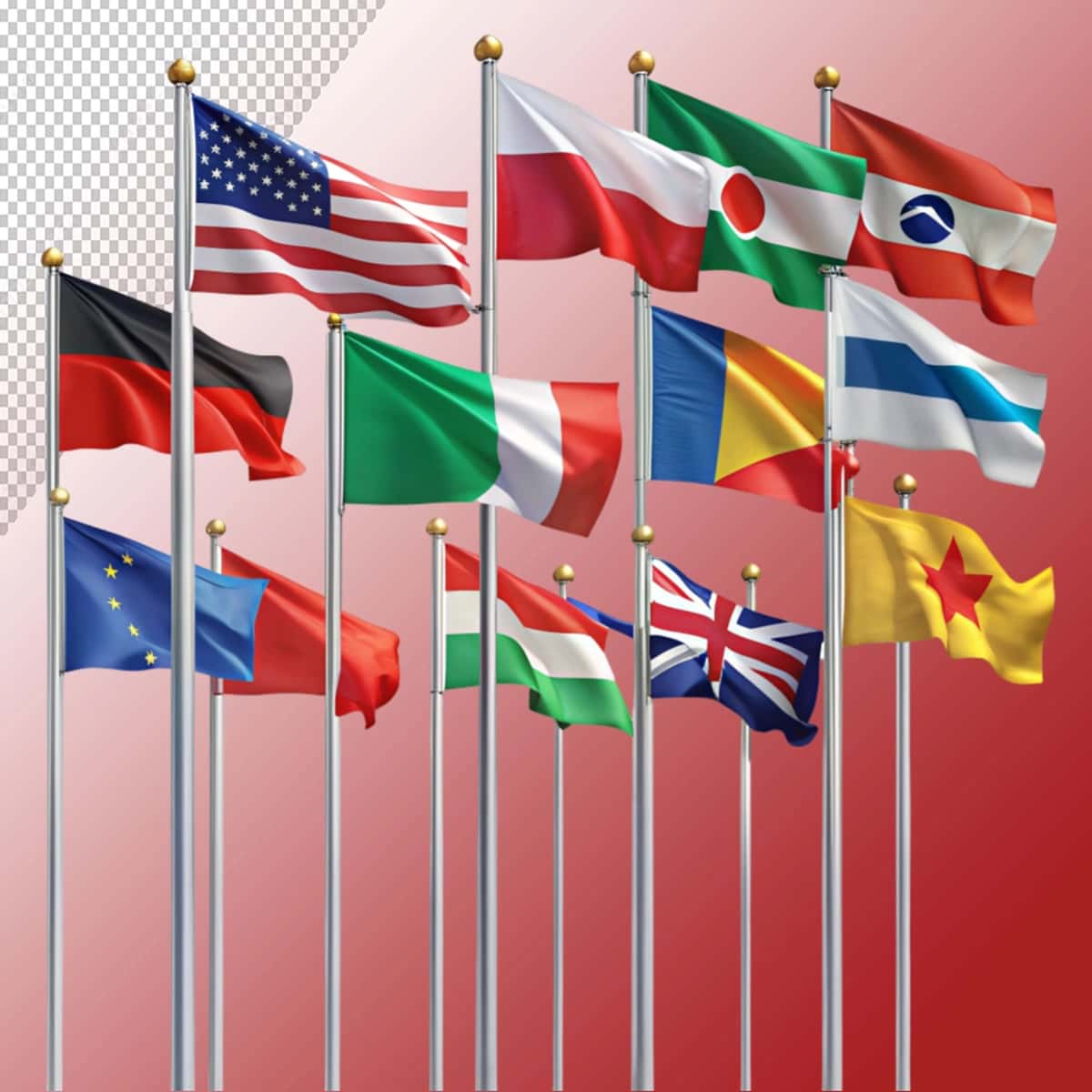 Shaffof fonda turli mamlakatlar bayroqlari | Flags different countries transparent background 1