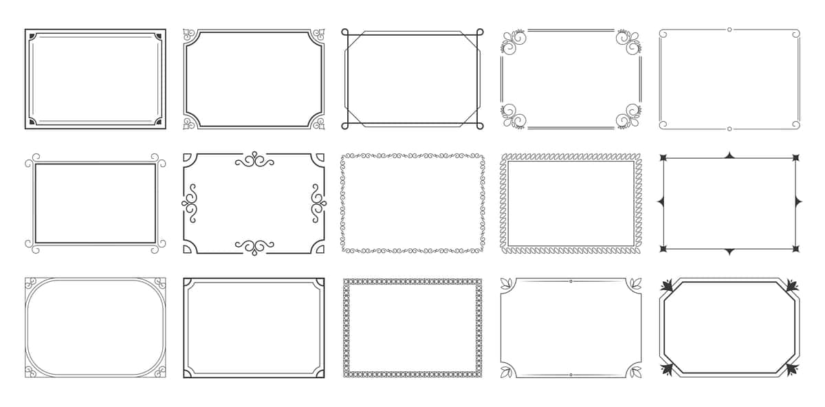 To'rtburchaklar kalligrafik ramkalar to'plami | Rectangular calligraphic frames set 1
