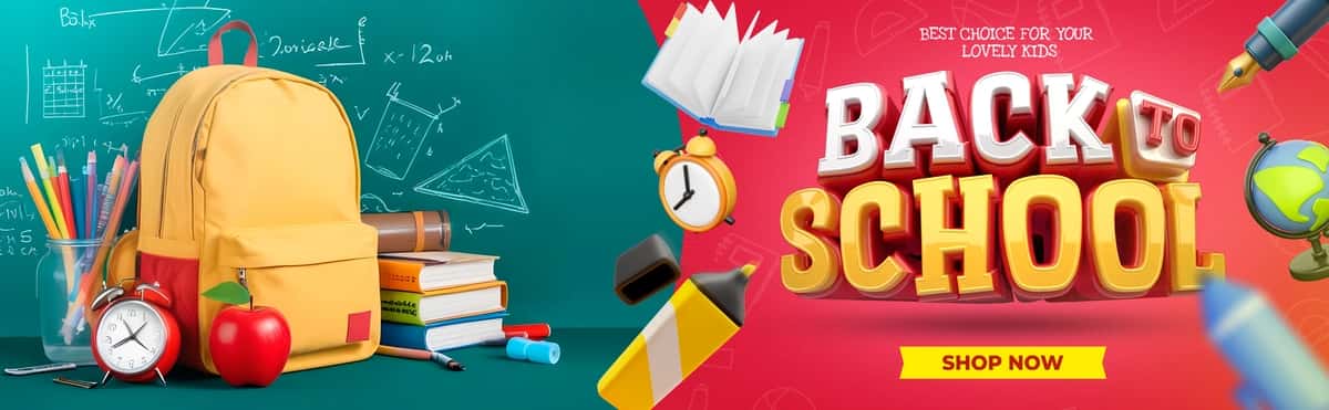 Zamonaviy uslubdagi maktab chegirmali savdo veb-banneri | Modern style back school discount sale web banner 1