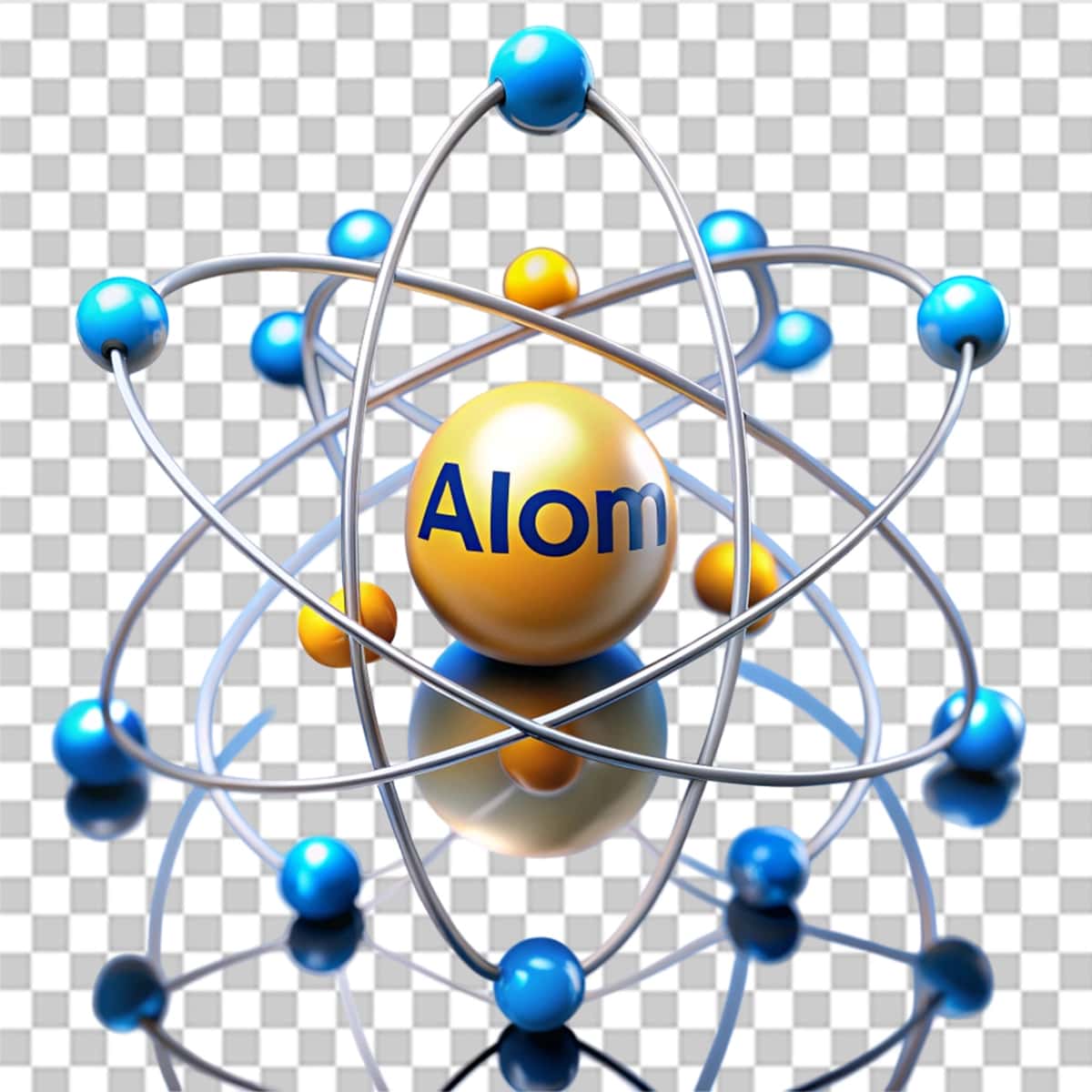 Moviy sariq doira so'zi bilan atom modeli | Model atom with blue yellow circle word atom it 1