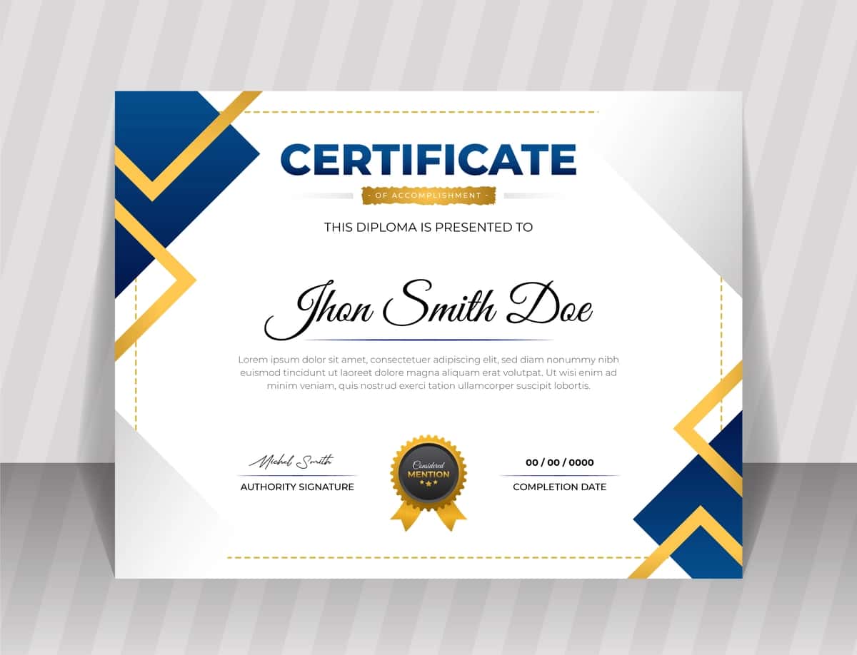 Gradient zamonaviy hashamatli diplom sertifikati dizayn shabloni | Gradient modern luxury diploma certificate design template 1