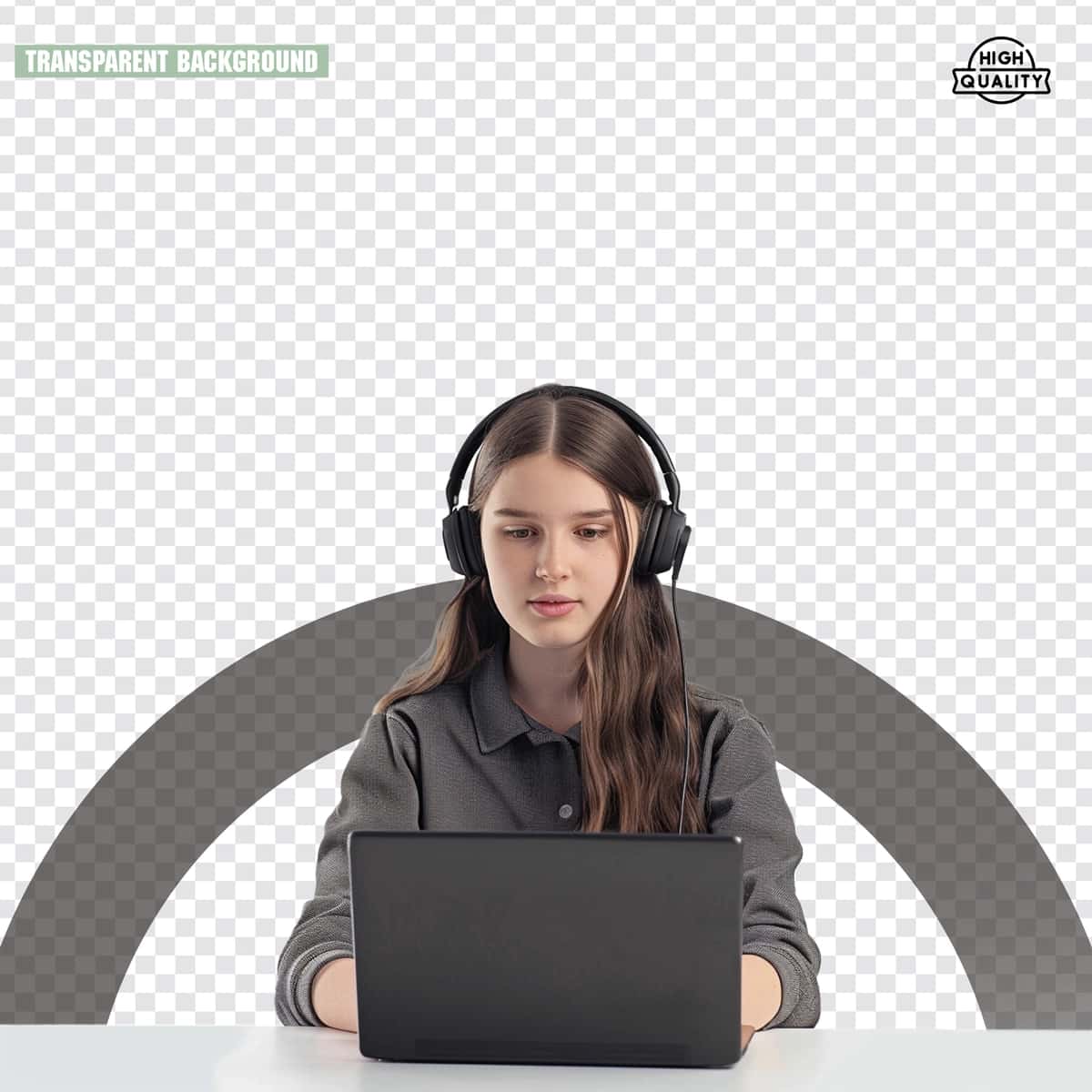 Noutbuk stolidagi minigarniturali qiz | Girl with headphones laptop table 1