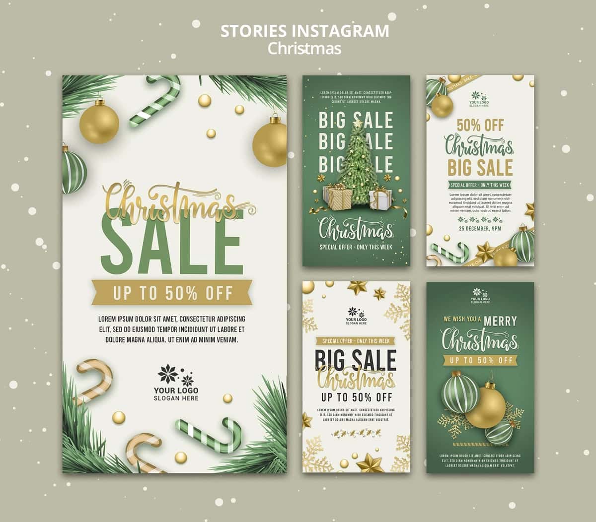 Rojdestvo sotuvi instagram hikoyalari dizayn shabloni | Christmas sale instagram stories design template 1