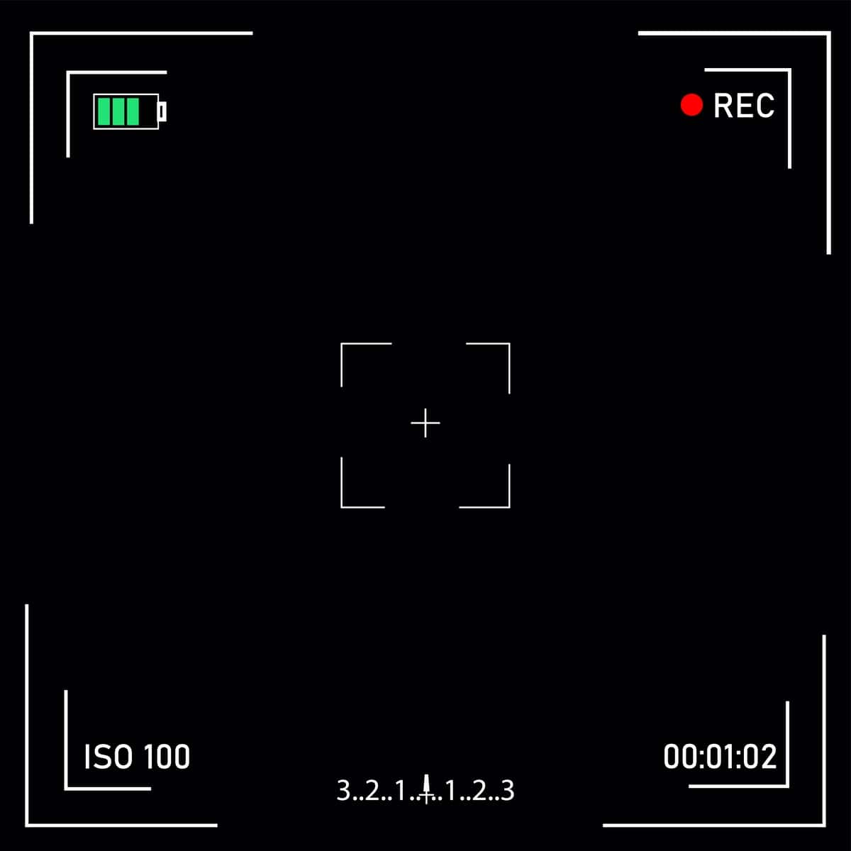 Sozlamalar bilan raqamli video kamera fokuslash ekrani | Digital video camera focusing screen with settings 1
