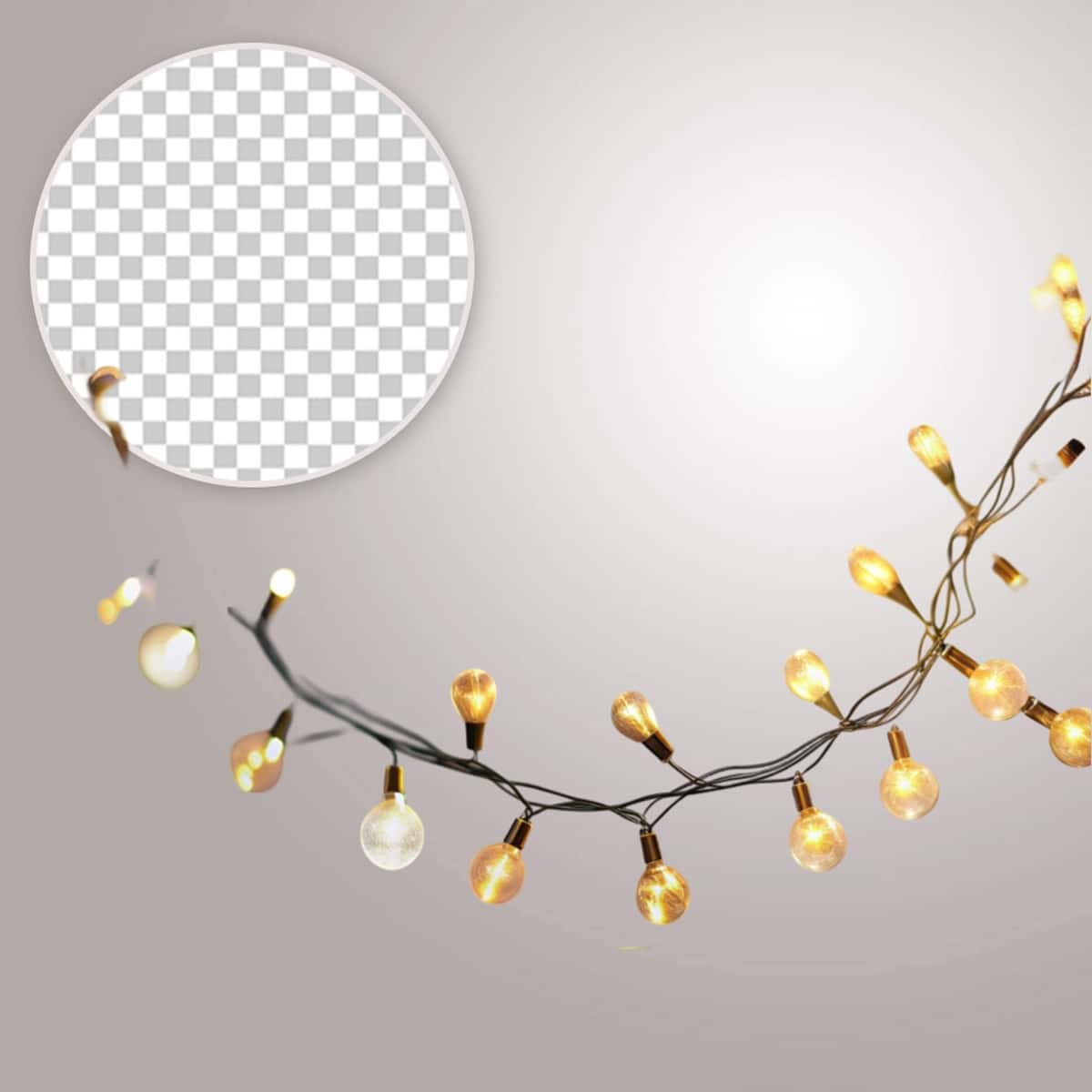 Yassi Rojdestvo chiroqlari to'plami shaffof fon | Flat christmas lights collection transparent background 1