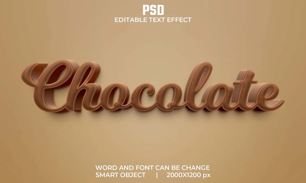 Fon bilan shokoladli 3D tahrirlanadigan matn effekti premium psd | Chocolate 3d editable text effect premium psd with background 1