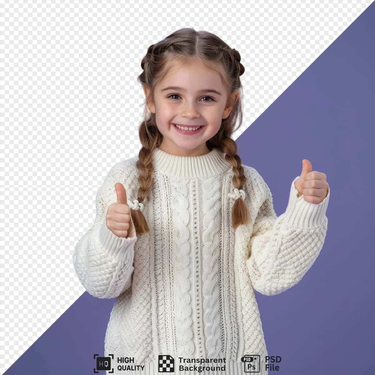 Oppoq sviterli yosh go‘zal qiz bosh barmog‘ini ko‘rsatmoqda | Smiling showing thumbs up young beautiful girl white sweater with 1