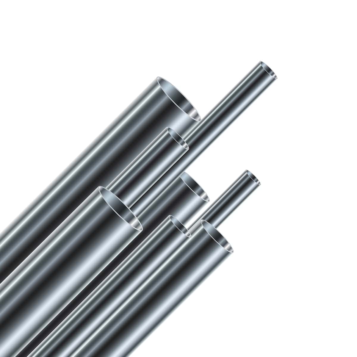 Turli diametrli izolyatsiyalangan yaltiroq quvurlarni o'rnating | Set steel aluminum pipes isolated glossy tubes different diameters 1