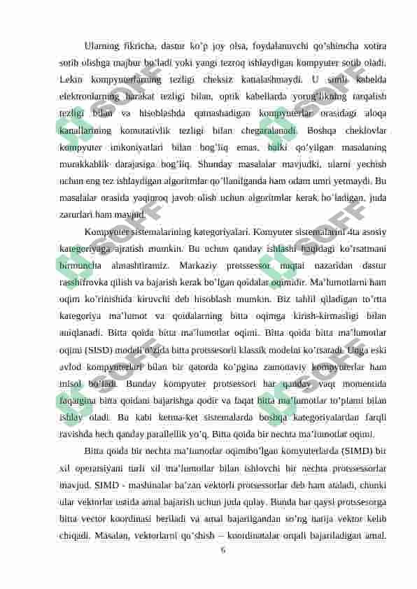 Protsessorlarda qo'llaniladigan zamonaviy parallelashtirish texnologiyalari. 6