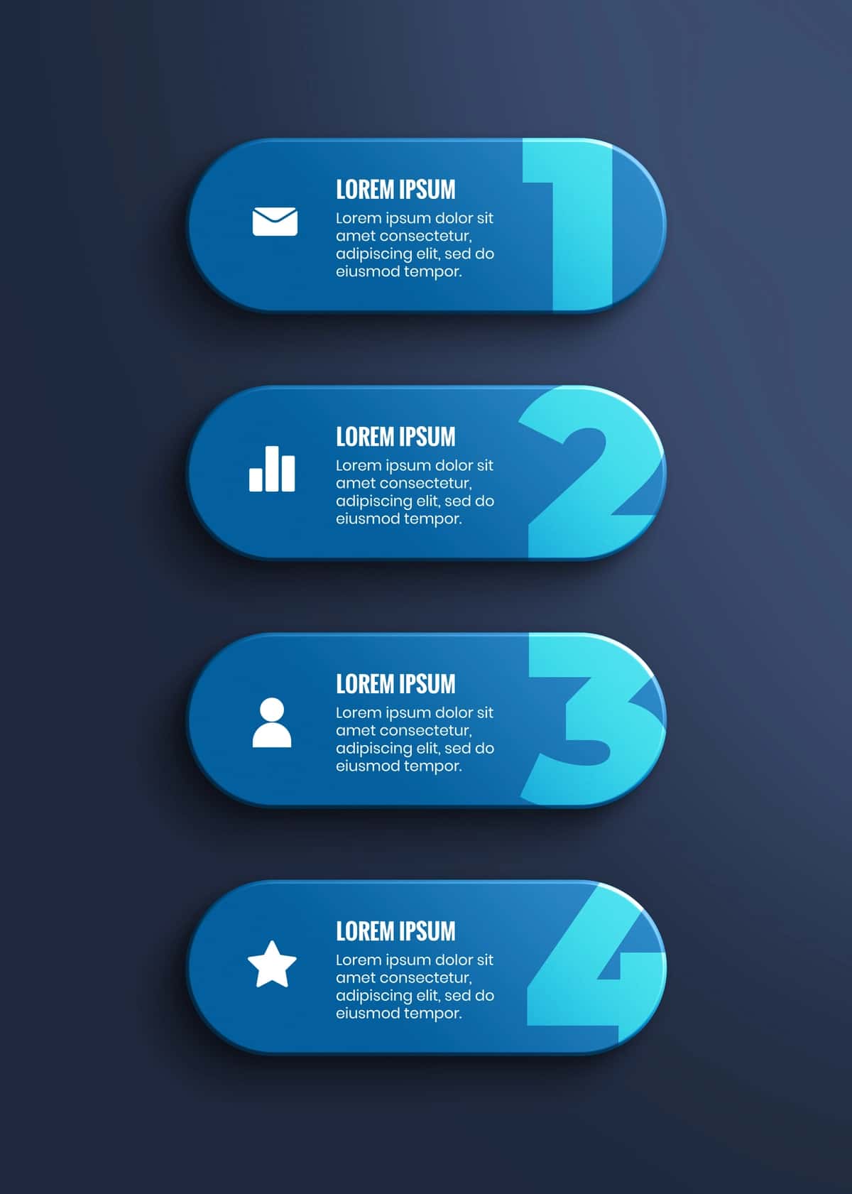 Raqamli piktogrammali 3D ko'k korporativ infografika | 3d blue corporate infographic with numbers icons 1